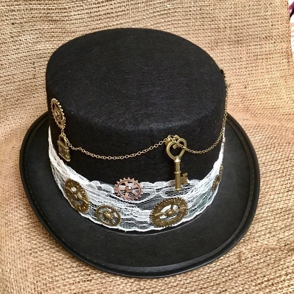 Steampunk Top Hat Black and Lace NWT - Picture 2 of 6